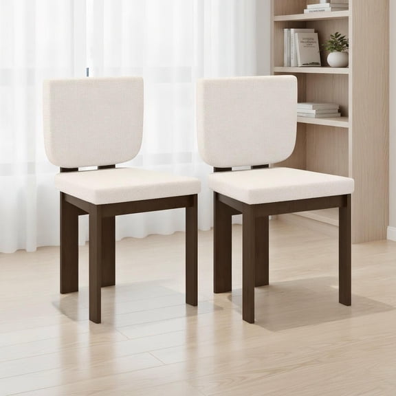 Resenkos Set of 2 Wooden Dining Chairs with Durable Rubber Wood Legs, Versatile Accent Seating for Home Office Living Room, Brown, Brown & White