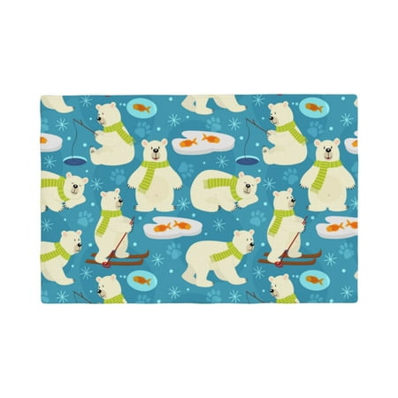 

Placemats Set of 4 Cute Polar Bear Fishing Heat Resistant Non - Slip Place mats Waterproof table mat for Kitchen Dining-6片装