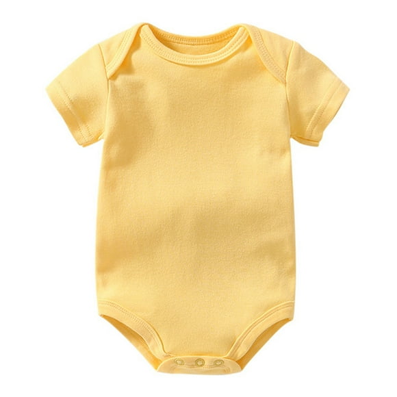 Zanarzt Babygirl Summer Outfits Baby Bodysuits Soft Cotton Spandex Short Sleeve Newborn Boy Bodysuit Playsuit Baby Boy Summer Outfit 3-6 Months,Yellow