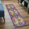 thumbnail image 3 of Runner Rug 2'x6', Purple Dragonfly Washable Non-Slip Hallway Runner Rugs, Colorful Flowers Watercolor Chic Floral Plant Bedside Rugs Floor Mats Carpet Runners for Kitchen Bathroom Laundry Room, 3 of 8