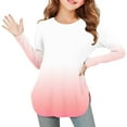 thumbnail image 3 of Efsteb Girls Long Sleeve Shirts Hem Side Slit T-Shirts Casual Soft Lightweight Long Sleeve Gradient Print Crew Neck for All-Season Styles（Pink，5 Years）, 3 of 7