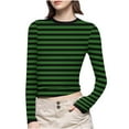 thumbnail image 2 of Aboser Striped Shirts for Women Plus Size Long Sleeve Layering Tops Comfy Round Neck Pullover Shirt Soft Casual Basic Tees Loose Fit Y2k Blouses, 2 of 7