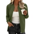 thumbnail image 2 of MaFYtyTPR Casual Jacket for Women Ladies Leisure Long Sleeve Lapel Jacquard Fashion Zipper Jackets Coat Army Green L, 2 of 5