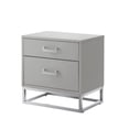 thumbnail image 2 of Sibylla Light Grey Chrome Side Table - 2 Drawers, Glossy Handle, Stainless Steel Polished Base, 2 of 10
