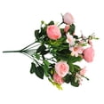 thumbnail image 3 of Ramo de rosas artificiales de 10 ramas, decoración floral de simulación, tela de fiesta de boda, flor falsa, rosa claro Jumpingount HA8319-03B, 3 of 6