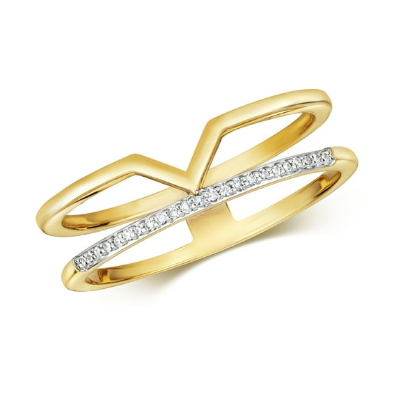 Attractive 9k Gold Women Diamond Ring Brilliant Cut H - I1