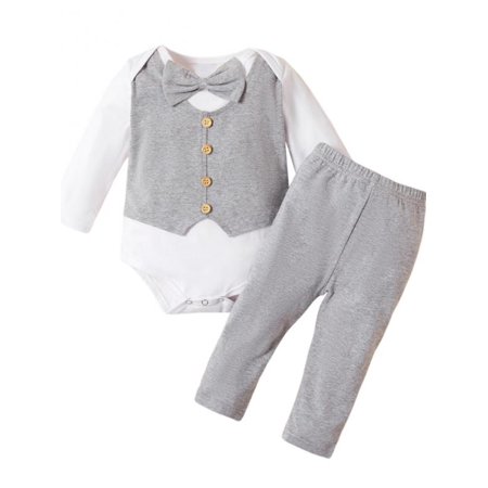 

HOTWINTER Baby Boys Gentleman Rompers Outfits Suit with Bowtie Baby Boy Suit