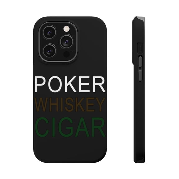 DistinctInk Tough Case for Apple iPhone 15 PRO (6.1" Screen), Compatible with MagSafe Charging - Poker Whiskey Cigar