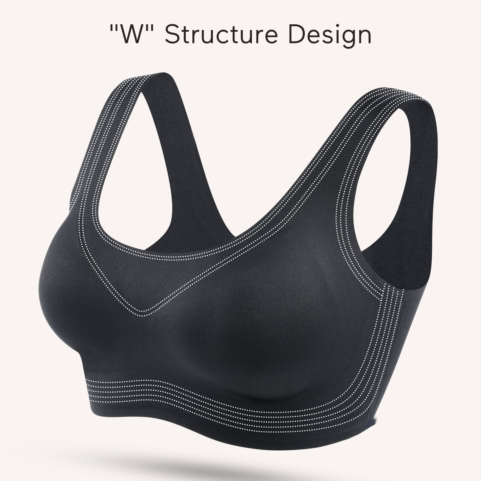 Momcozy Seamless Bras, Wireless Soft Daily Bra, Leisure Invisible Full-Coverage Bra, Black 3XL