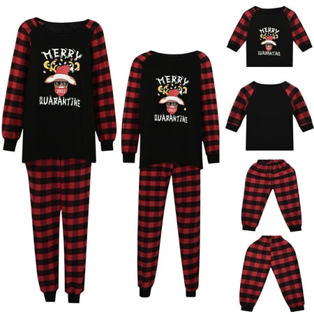 

Dadaria Family Christmas Pajamas Christmas Women Mommy Printed Top+Pants Xmas Family Matching Pajamas Set Black Women S