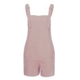 thumbnail image 3 of Babysbule Women Shorts Clearance Women Elastic Waist Dungarees Linen Cotton Pockets Rompers Playsuit Shorts PK/XL, 3 of 5