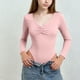 thumbnail image 1 of Camiseta deportiva informal de manga larga con cuello en V de color liso para niños, top de poliéster para niños, 1 of 6