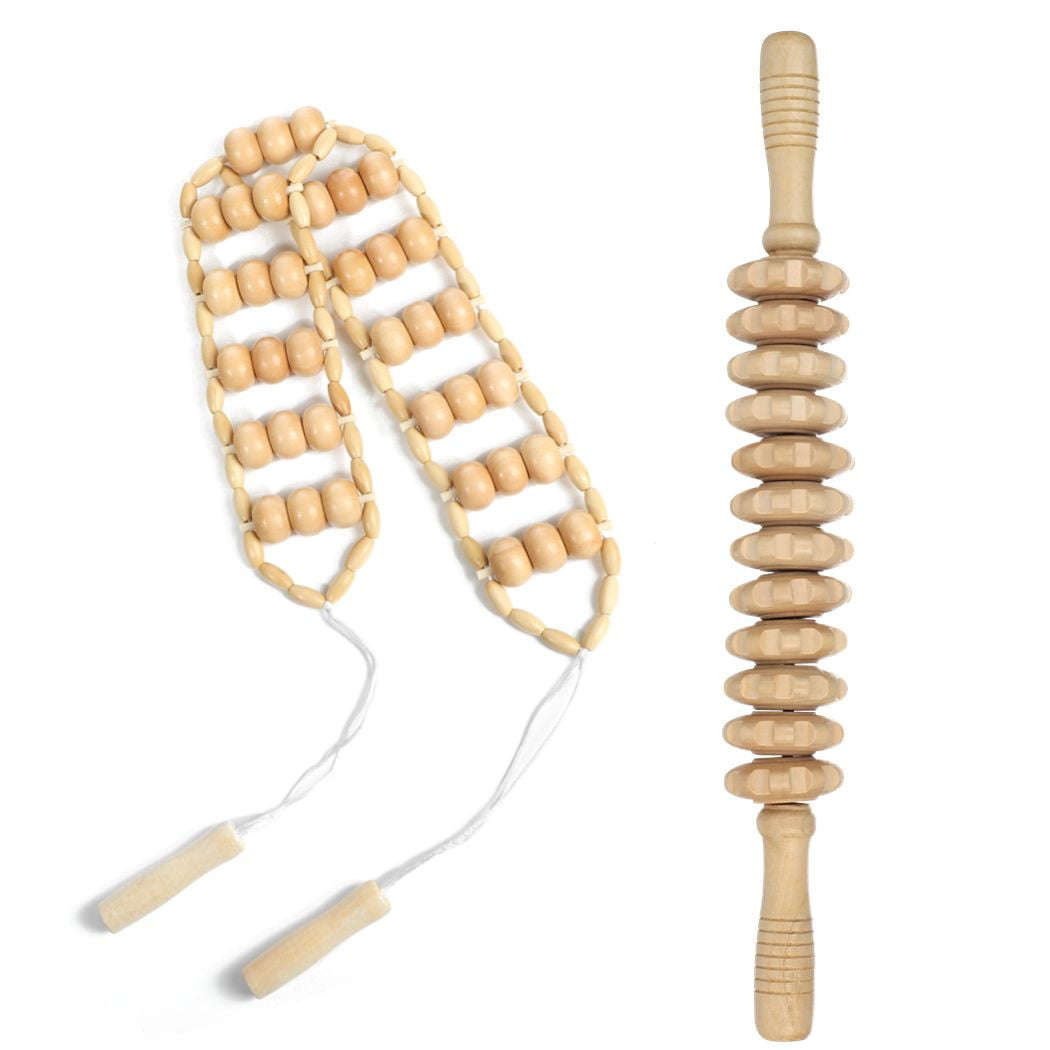 Wooden Massage Roller Tools, Therapy Massage Stick, Massage Rope