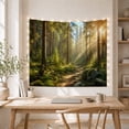 thumbnail image 5 of Golden Sunbeams in a Misty Evergreen Forest with Winding Path, Serene Boho for Nature Lovers, Peaceful Forest Wall Art, Housewarming Gift, Tapestry Wall Hanging for Living Room and Bedroom, 5 of 7