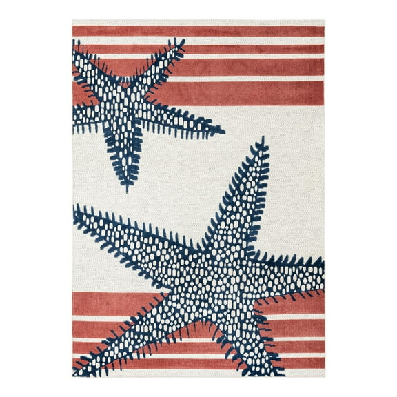 Unique Loom Belize Outdoor Collection Area Rug - Placencia (7' x 10' Rectangle Ivory/Orange)