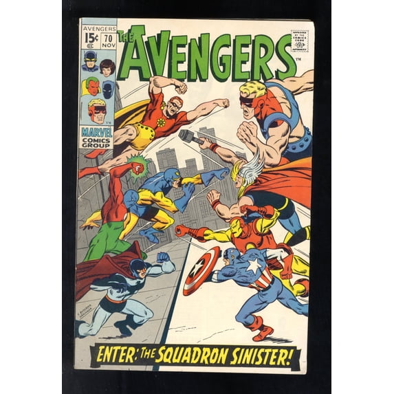 Avengers #70 FN+ 6.5 1st Appearance Squadron Sinister! Comic Book