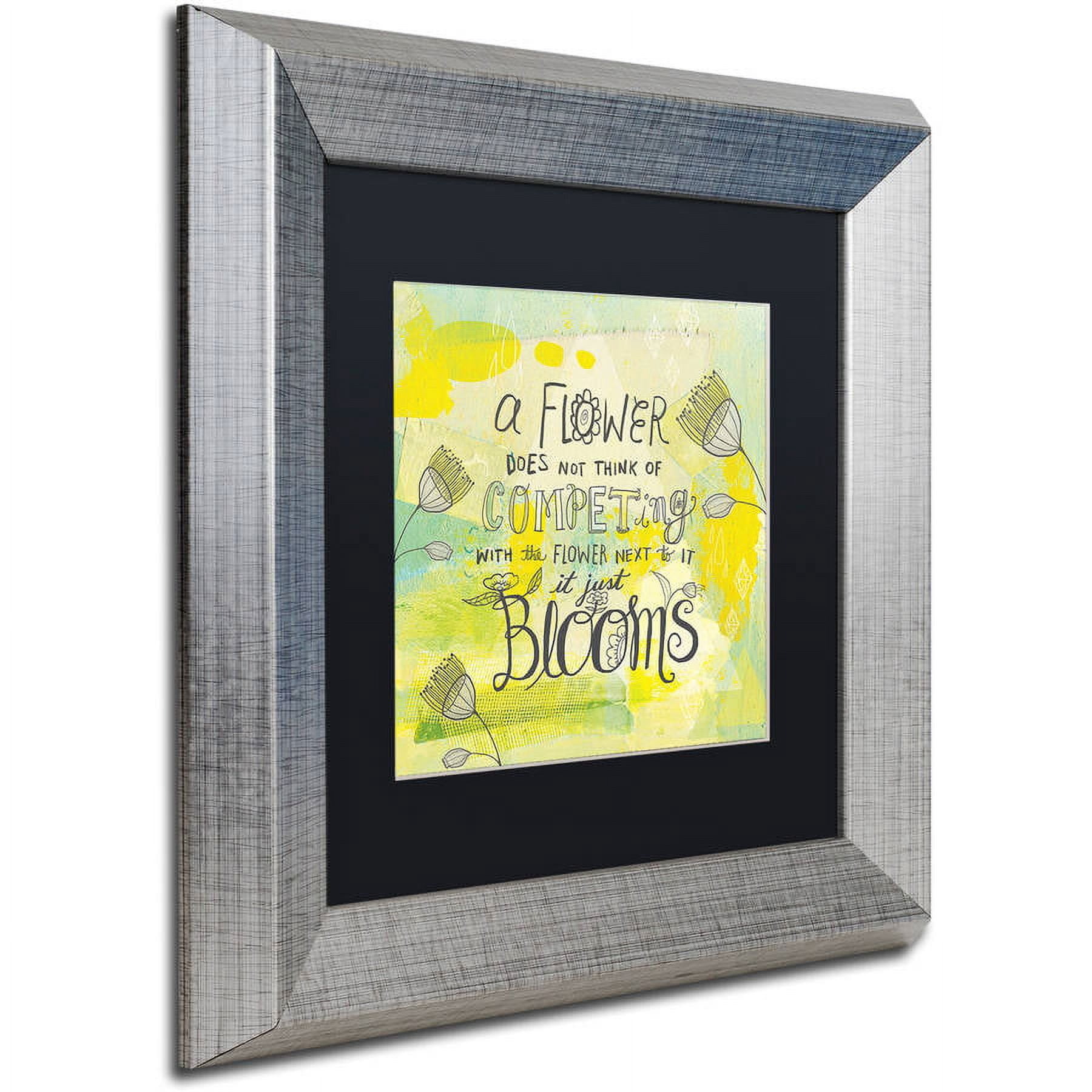 Trademark Fine Art "Blooms Quote" Canvas Art by Elizabeth Caldwell, Black Matte, Silver Frame