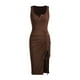 thumbnail image 1 of Gibobby Vestido sexy para mujer verano casual cuello redondo botón roscado vestido ajustado inferior cordón vestido(Café,G), 1 of 4