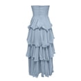 thumbnail image 4 of Women's Strapless Ruffle Tiered Maxi Dress Summer Elegant Bodycon Backless Flowy Gown Formal Evening Dress Casual Summer Dress Women Dressy Fall Dresses for Women Dresses for Women for Work Split, 4 of 5
