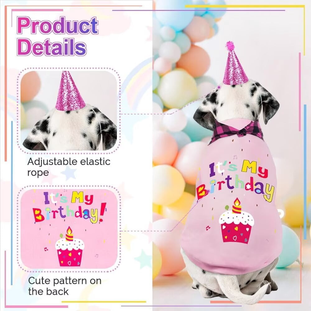 Dog Birthday Gift Set Supplies - Birthday Bandana, Sweater & Party Hat for Small, Medium & Extra Large Dogs Girl and Boy