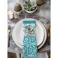 thumbnail image 2 of Teal Floral Cloth Napkins Set of 4 Reusable Dinner Napkins, Botanical Blossom Motif Boho Grey Stripes Cocktail Napkin Washable Table Napkins for Wedding/Holiday Party/Baby Shower 20"x20", 2 of 7