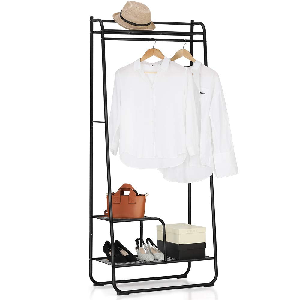 Nex Garment Rack Heavy Duty Clothes Rack With Hanging Rod 3 Tier Shelf For Bags Shoes Storage 26 8 L X 14 2 W X 66 9 H Nx Hk52 02 Walmart Com Walmart Com