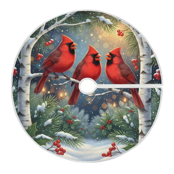 Ryvnso Christmas Tree Skirt Cardinal in Winter Xmas Tree Skirts Ornament Home Decorations 35.4"