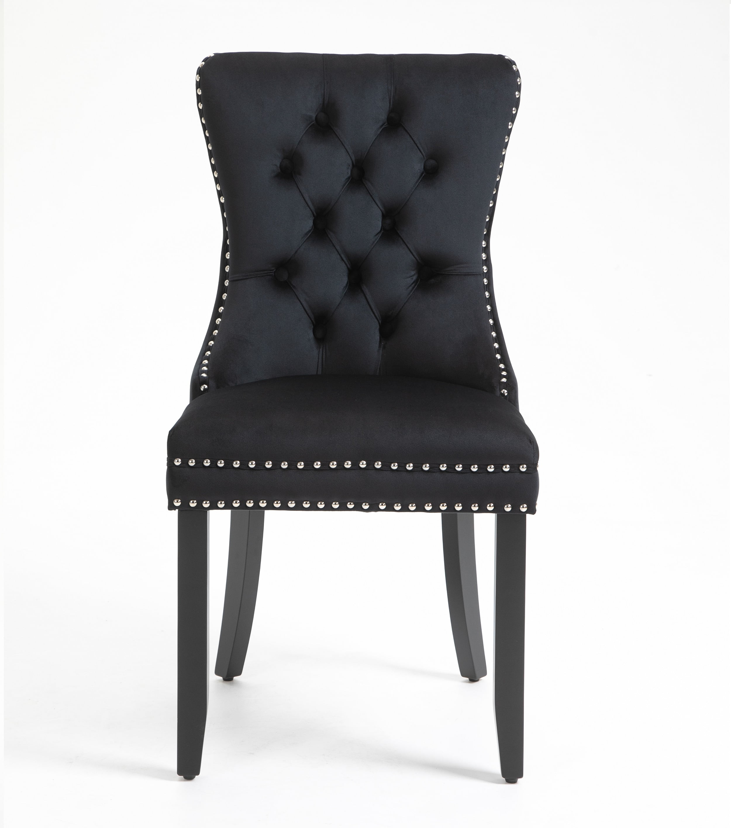 Rhomtree Contemporary Wood Tufted Dining Side Chairs, Black (Set of 4)