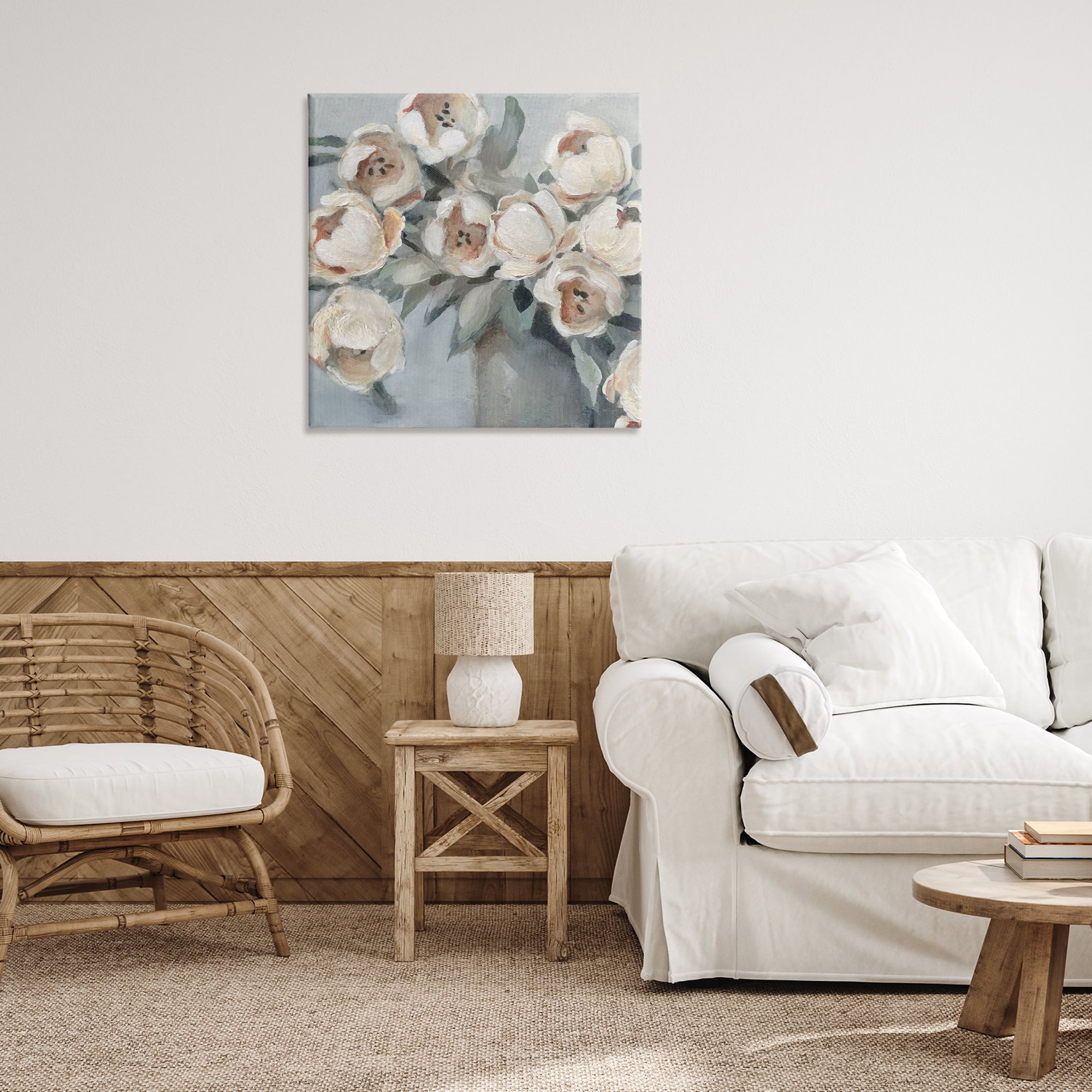 Stupell Industries Blooming Round Peonies Plants & Flowers Painting Wrapped Canvas Art Print Wall Art, 30 x 30