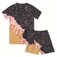 thumbnail image 4 of BOOMNY Boys 2 Peice Clothes Set Ice Cream Graphic Long Sleeve Tshirts Shorts Outfits for Kids Comfy Clothing Set, 4 of 5