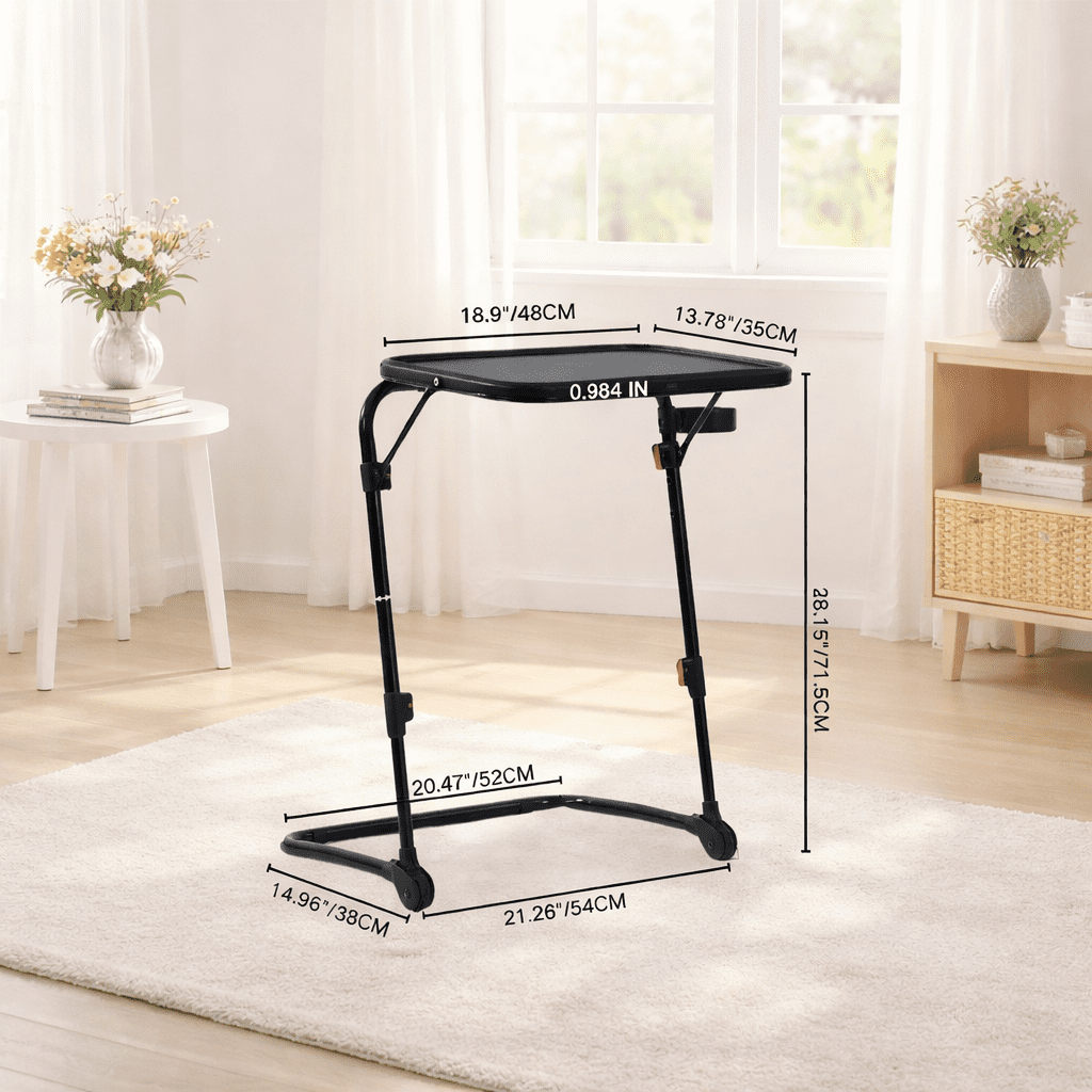 FurnitureR Z-Shaped Sewing Craft Table - Adjustable Height & Tilt, Side Table with Metal Frame Working Desk for Sewing, Knitting, Indoor and Outdoor Activities