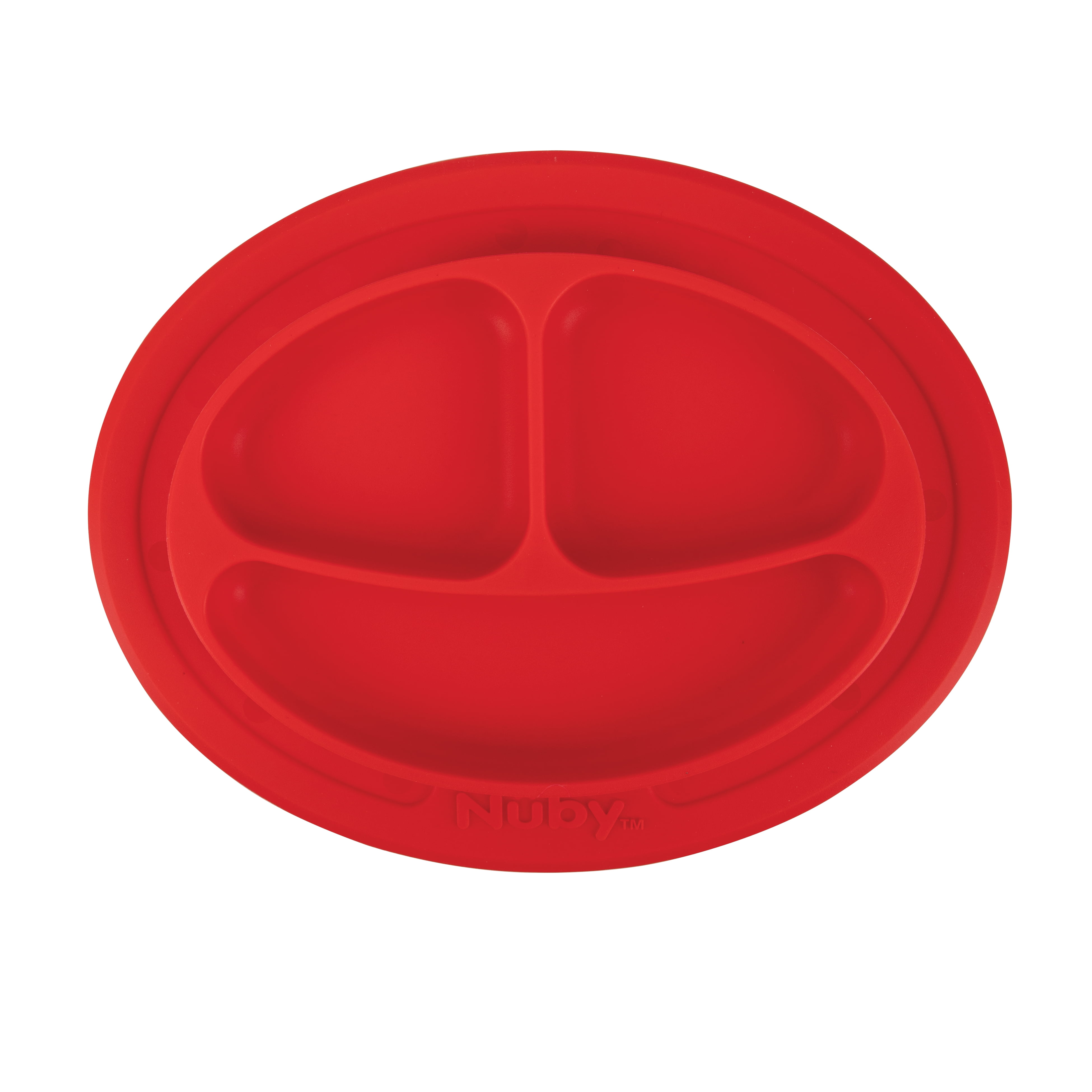 Nuby Silicone Smile Red Oval Feeding Mat with Three Sections