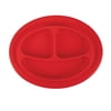 Nuby Sure Grip Silicone Miracle Mat 3-Section Oval Plate, Red