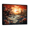 thumbnail image 2 of Designart "Papercut Dreams Tangerine Sunset" Landscapes Floater Framed Wall Art Living Room, 2 of 7
