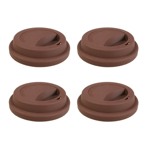 4pcs Silicone Coffee Mug Lids Reusable Travel Cup Covers Dustproof Coffee Cup Lid (Coffee)