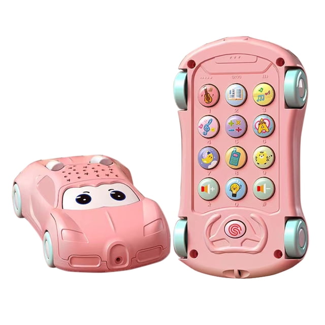 YIMWNYI Interactive Car Shaped Toy Phone, Learning Development, Motor Skills, Educational Toy for Early Learning, Colorful Buttons with Music Sound Effects, Safe and Durable Design
