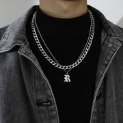 Punk Friends Gift Sweater chain Couple Necklace Thick Chain Men Women Titanium Steel Necklace Men Clavicle Chain Korean Style Necklace Cuban Letter Necklace R
