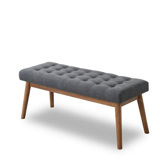 Mid-Century Modern Rexton Gray Fabric Bench