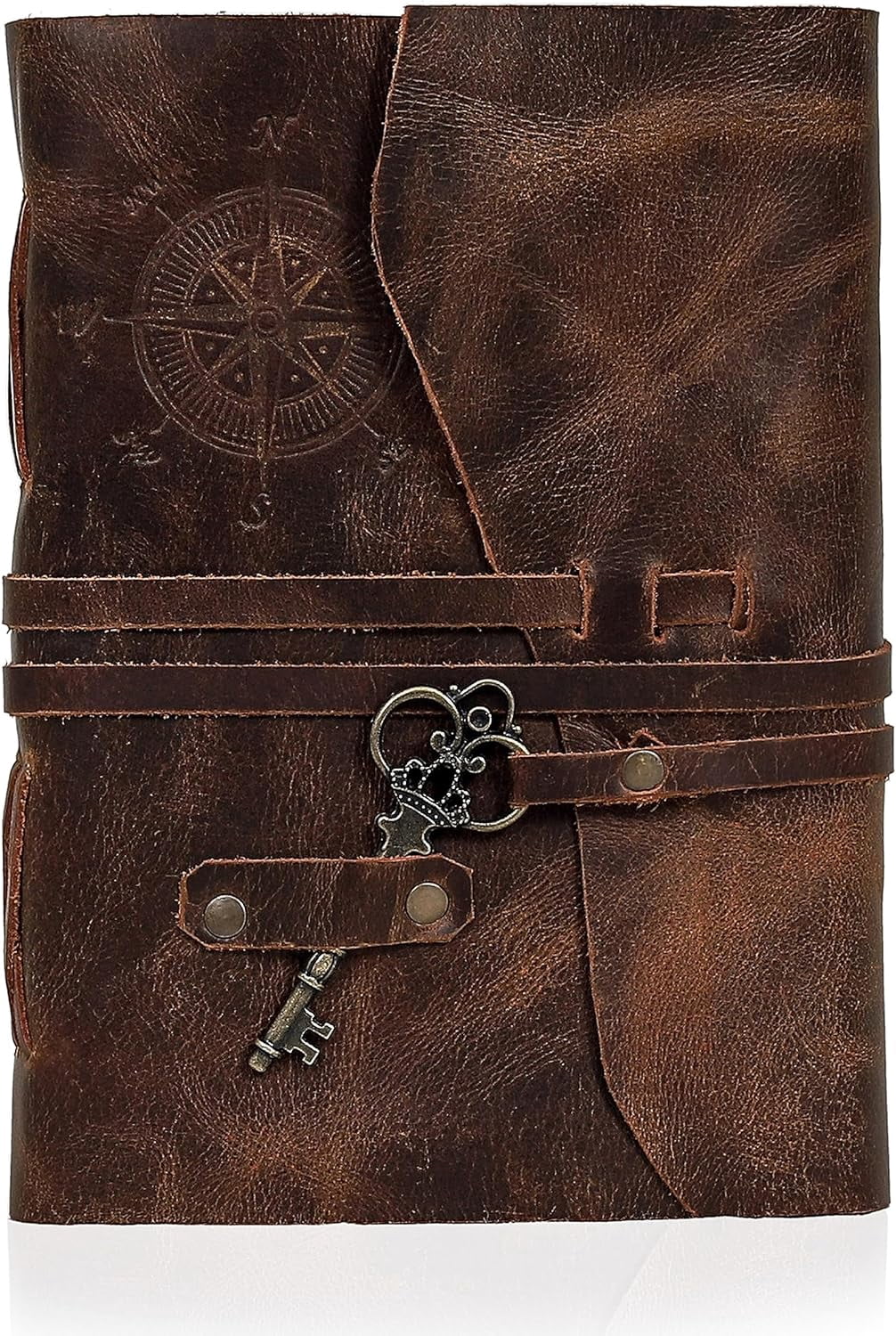Cuero Bags Lockable 8" x 6" Vintage Leather Journal, Brown