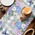 thumbnail image 3 of Watercolor Flowers Table Runner - 120 Inch Long Spring Butterflies Floral Gray Plaid Cotton and Linen Blended Dress Scarves Farmhouse Table Runner for Kitchen Dining, Coffee Table, 13" x 120", 3 of 8