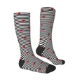 thumbnail image 3 of Picia Women Crew Soft Moisture-wicking Socks Ladybugs on Black and White Striped Pattern Design Cotton Socks, One Size fit All, 3 of 9