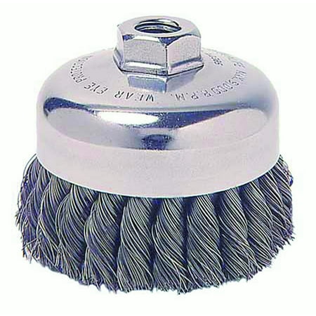 Carbon Wire Knot Cup - Weiler - 12256 - Weiler 5 X 5/8 - 11 Carbon Steel Single Row .0140 Knot Wire Cup Brush With Internal Nut For Use On