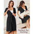 thumbnail image 5 of Ekouaer Women Short Sleeve Maternity Nursing Dress Casual V Neck Breastfeeding Loungewear Ribbed Knit Pregnancy Dresses S-XXL, 5 of 5