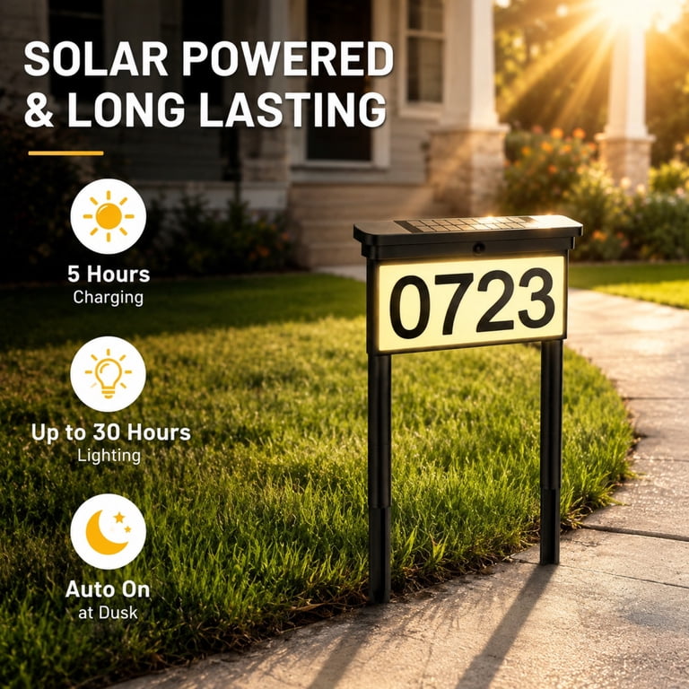 Avatar Controls Solar Address Sign, 12 Color-Changing LED Lights photo 3