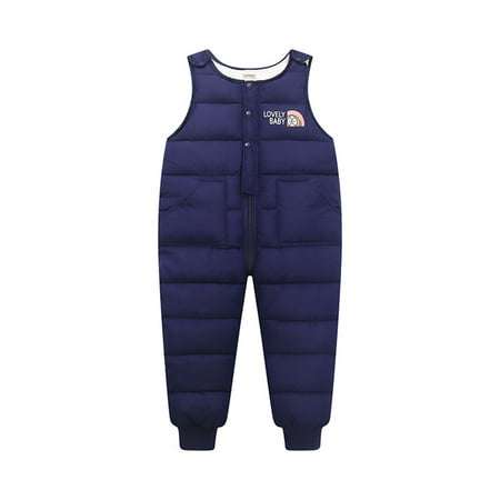 

DNDKILG Infant Baby Toddler Kids Padded Sleeveless Jumpsuit for Girl Boy Winter Warm Padded Thick Romper Dark Blue 18M-8Y