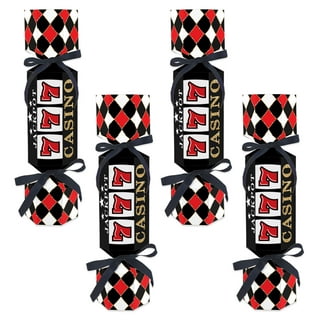 Big Dot of Happiness Las Vegas - DIY Casino Party Clear Goodie Favor Bag Labels - Candy Bags with Toppers - Set of 24