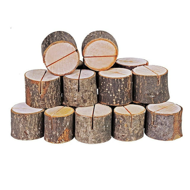 MasteelfCA 25 Pcs Supports Ronds en Bois Supports Photo de Bureau Pinces de Menu de Mariage (Couleurs Assorties)