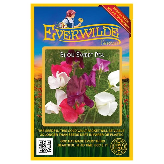 Everwilde Farms - 50 Bijou Mixed Sweet Pea Garden Flower Seeds - Gold Vault Jumbo Bulk Seed Packet