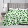 thumbnail image 5 of Super Soft Cozy Flannel Fleece Blanket for All Seasons St Patrick S Day Clover Lightweight Throw Blanket for Bed/Couch/Sofa/Camping- Green Lucky Shamrocks Irish Clover 50"X40", 5 of 6