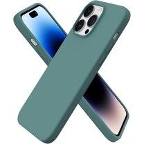 Compatible with iPhone 14 Pro Max Case 6.7, Slim Liquid Silicone 3 Layers Full Covered Soft Gel Rubber Phone Case Protective Cover with Microfiber Lining 6.7 inch-Pine Green